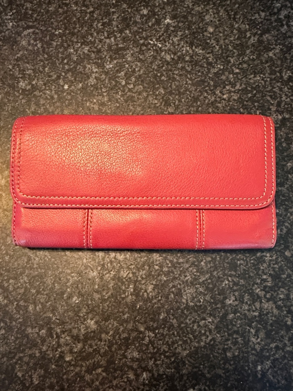 Clarks Coral-Red Leather Wallet Clutch